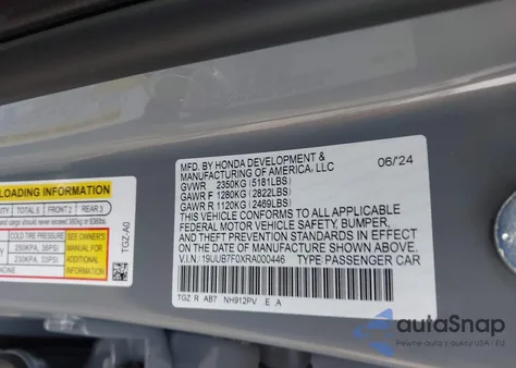 2024 Acura Tlx Type S z USA, uszkodzony, nr VIN 19UUB7F0XRA000446